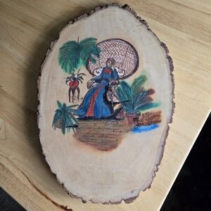 Handcrafted Wood Slab Wall Art with Colorful Design Bohemian Hippy
